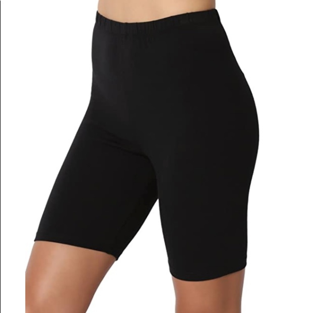 Women black bike short cotton leggings_7"